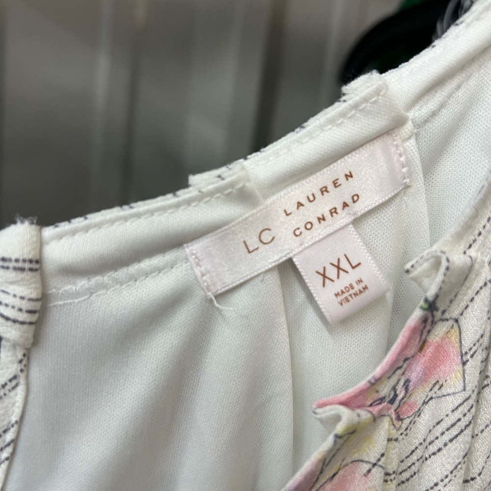 LC Lauren Conrad Cream Floral Stripe Dress - Picture 2 of 6
